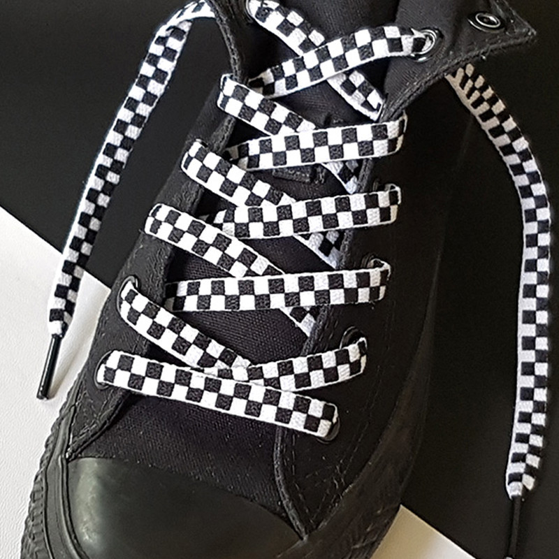 Jual Aksesoris Sneakers Kipzkapz Flat Checker Xs27 8Mm Black White Original Xs27 - Flat Checker 8Mm - v3.ncrsport.com